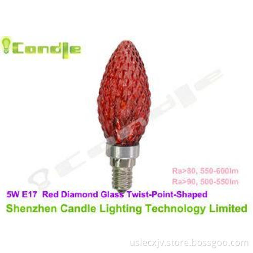 5 W E17 LED Candle Lamp Point Shaped Ra 85 , Red Diamond Gl